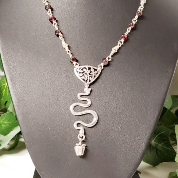 Sterling Silver Garnet Snake Necklace - Picture 13 of 16
